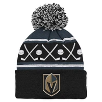 Infant Black Vegas Golden Knights Face-Off Cuffed Knit Hat with Pom