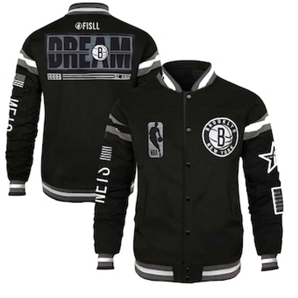 Unisex FISLL x Black History Collection  Brooklyn Nets Full-Snap Varsity Jacket