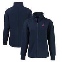 Women's Cutter & Buck Navy Cleveland Indians Cooperstown Collection Roam Eco Recycled Full-Zip Jacket