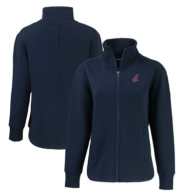 Women's Cutter & Buck Navy Cleveland Indians Cooperstown Collection Roam Eco Recycled Full-Zip Jacket