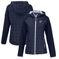 Women's Cutter & Buck Navy Washington Nationals Americana Rainier Primaloft Eco Raglan Full-Zip Hybrid Jacket