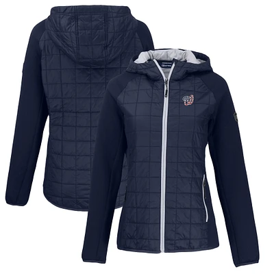 Women's Cutter & Buck Navy Washington Nationals Americana Rainier Primaloft Eco Raglan Full-Zip Hybrid Jacket