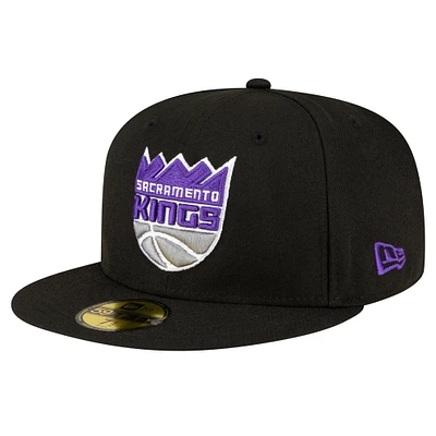 Men's New Era Black Sacramento Kings 59FIFTY Fitted Hat