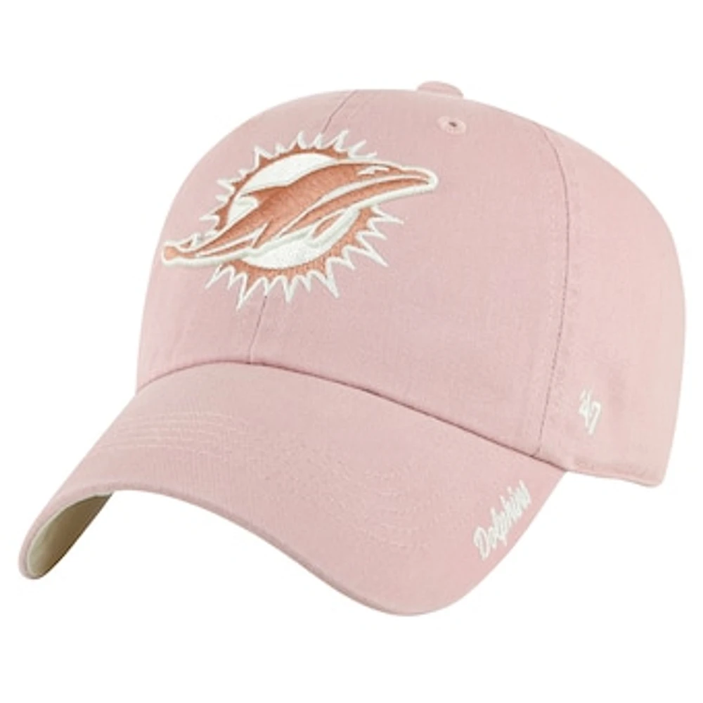 Women's '47  Pink Miami Dolphins Ballpark Cheer Dusty Rose Clean Up Adjustable Hat