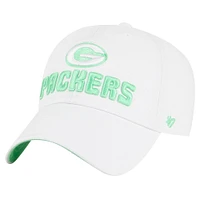 Women's '47  White Green Bay Packers Luminace Clean Up Adjustable Hat