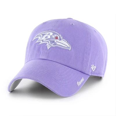 Women's '47 Lavender Baltimore Ravens Luminance Cheer Clean Up Adjustable Hat