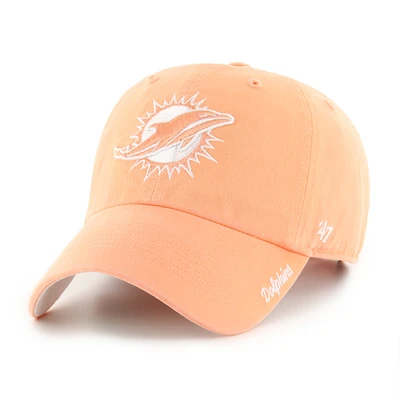 Women's '47 Orange Miami Dolphins Luminance Cheer Clean Up Adjustable Hat