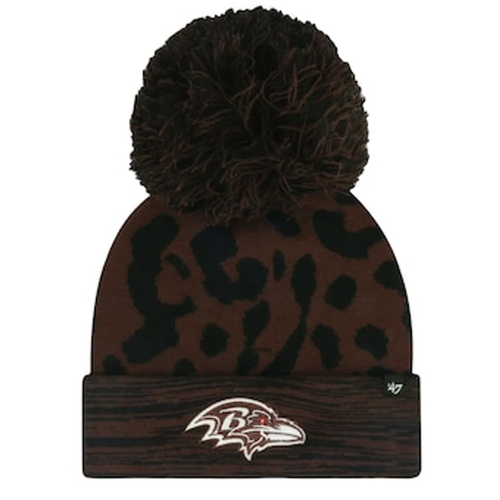 Women's '47 Brown Baltimore Ravens Cacao Cuffed Knit Hat with Pom