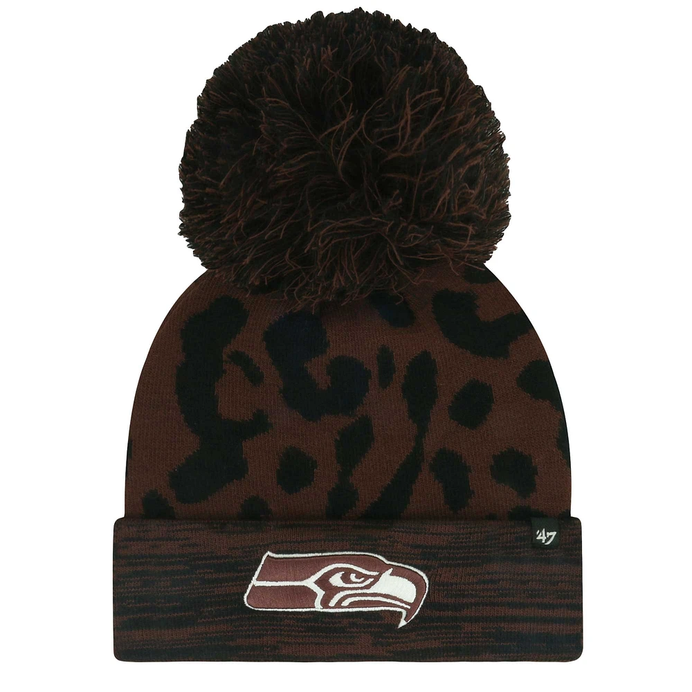 Women's '47 Brown Seattle Seahawks Cacao Cuffed Knit Hat with Pom