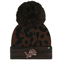 Women's '47 Brown Detroit Lions Cacao Cuffed Knit Hat with Pom