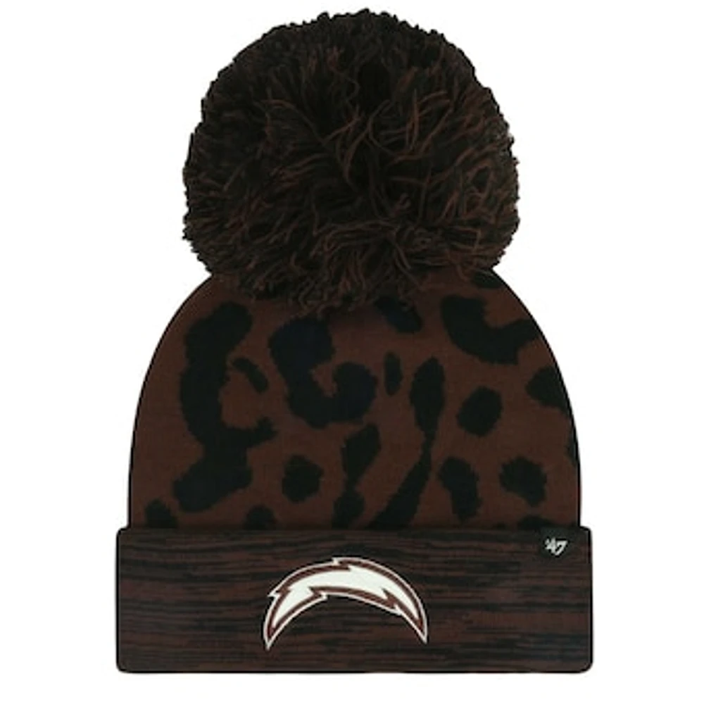 Women's '47 Brown Los Angeles Chargers Cacao Cuffed Knit Hat with Pom