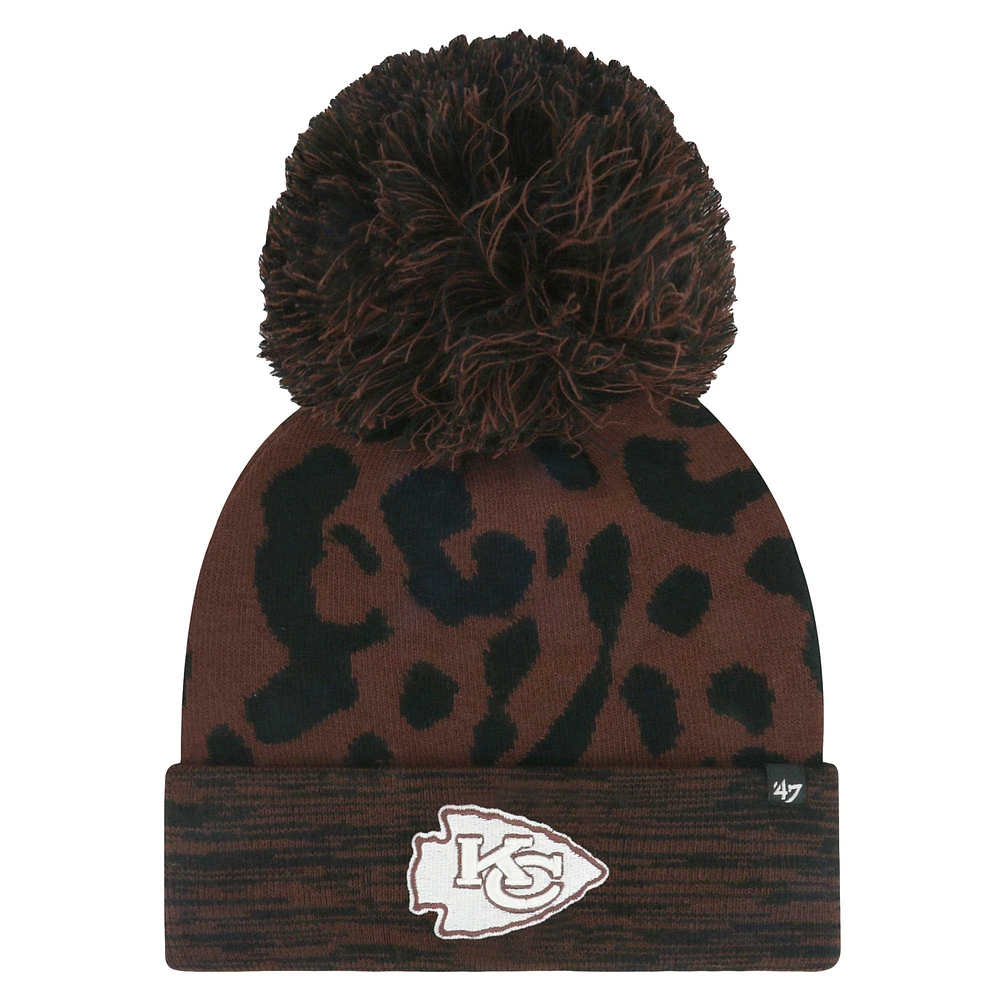 Women's '47 Brown Kansas City Chiefs Cacao Cuffed Knit Hat with Pom