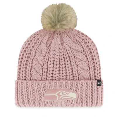 Women's '47 Dusty Rose Seattle Seahawks Meeko Cuffed Knit Hat with Pom