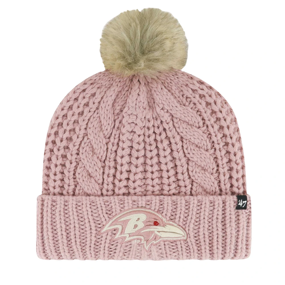 Women's '47 Pink Baltimore Ravens Meeko Dusty Rose Cuffed Knit Hat with Pom