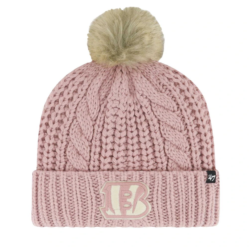 Women's '47 Pink Cincinnati Bengals Meeko Dusty Rose Cuffed Knit Hat with Pom