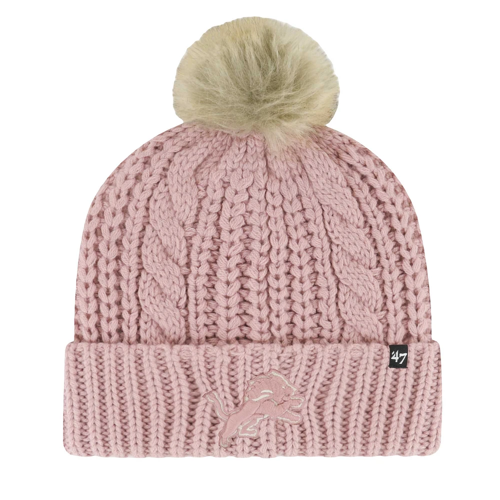 Women's '47 Pink Detroit Lions Meeko Dusty Rose Cuffed Knit Hat with Pom