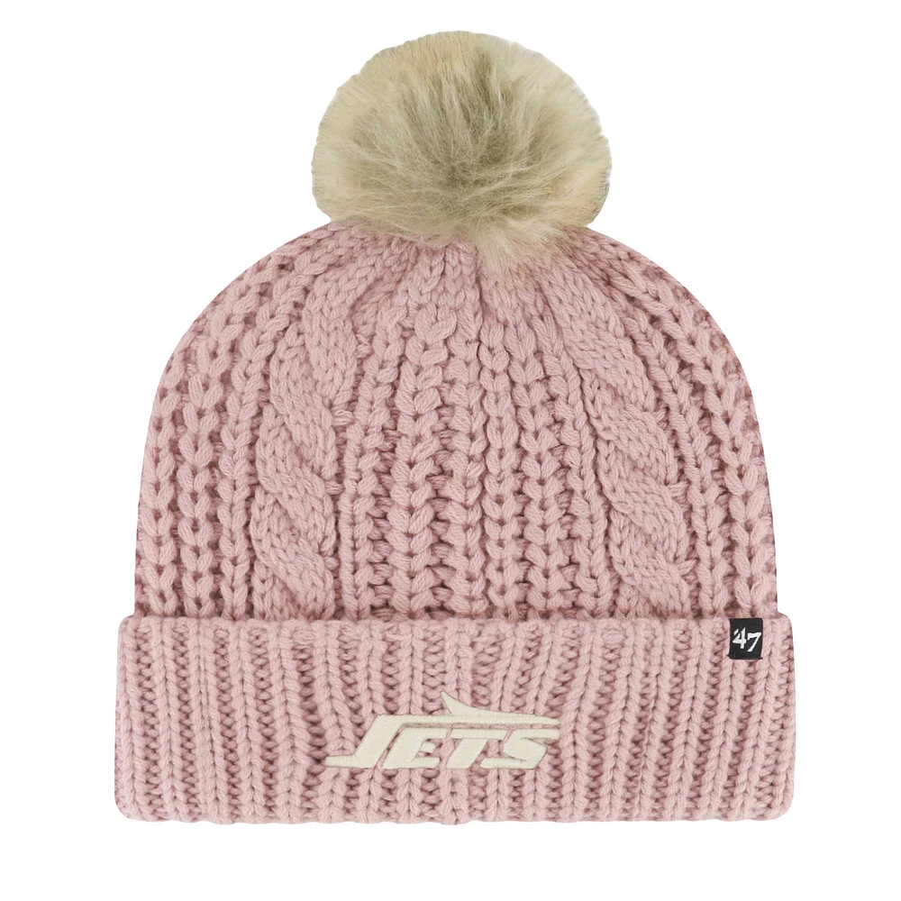 Women's '47 Pink New York Jets Meeko Dusty Rose Cuffed Knit Hat with Pom