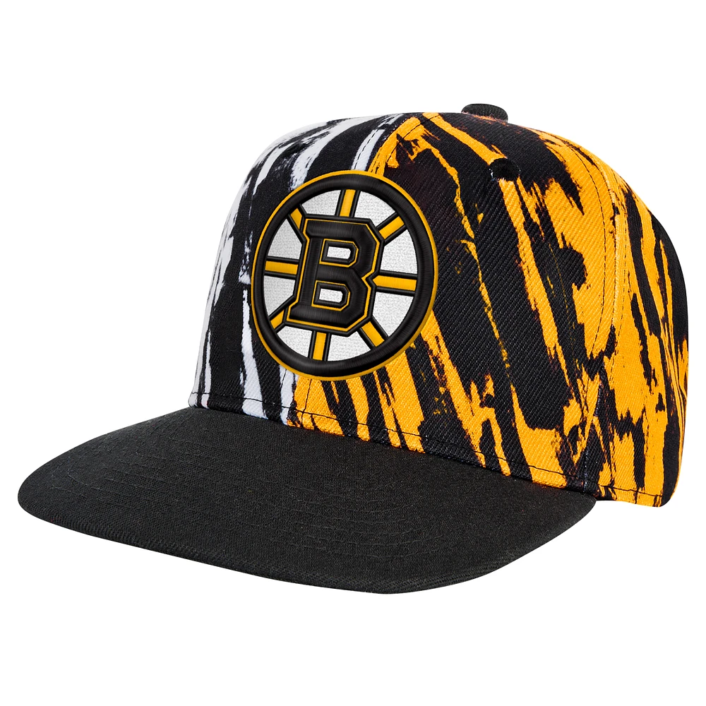 Youth Black Boston Bruins Propel Flat Brim Snapback Hat