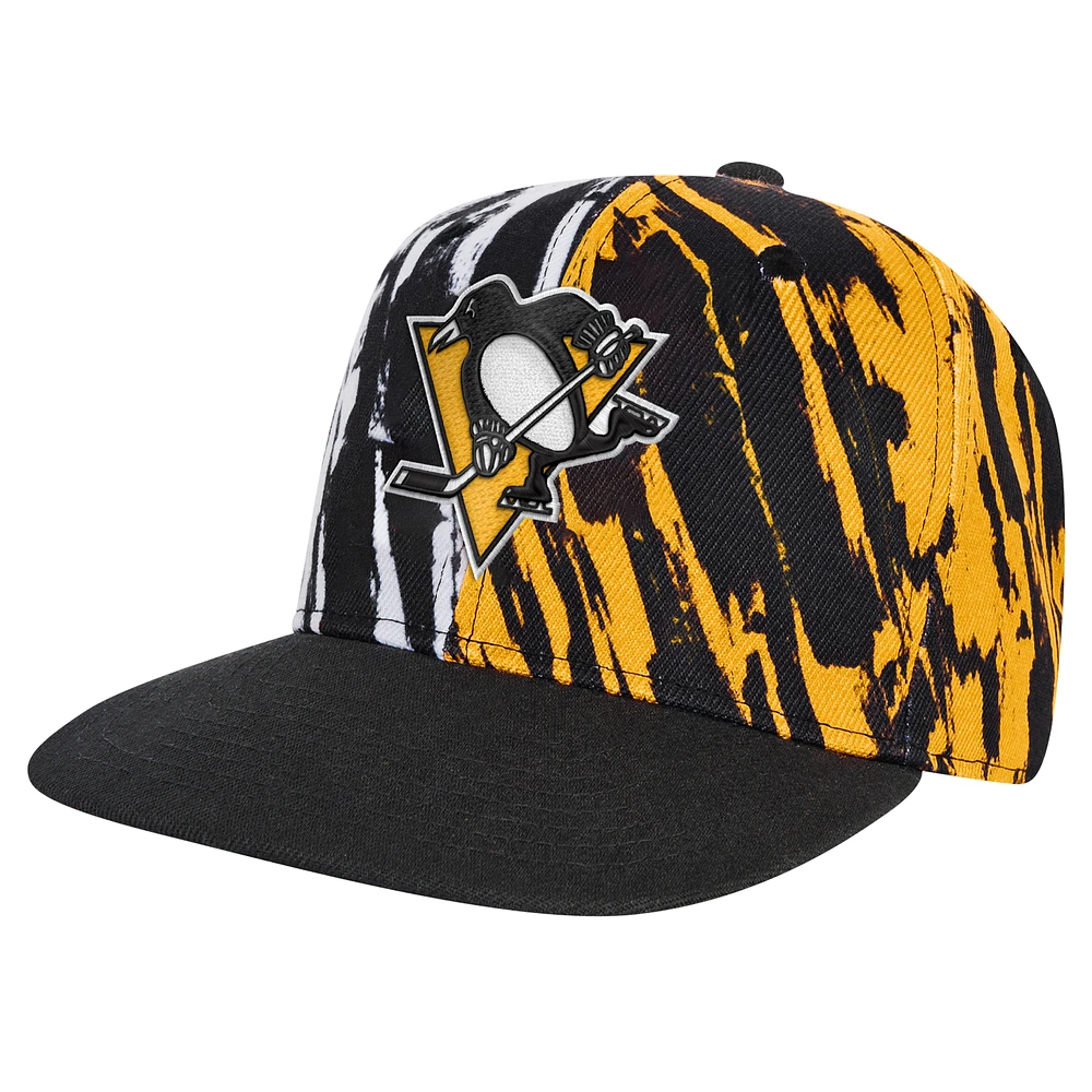 Youth Black Pittsburgh Penguins Propel Flat Brim Snapback Hat