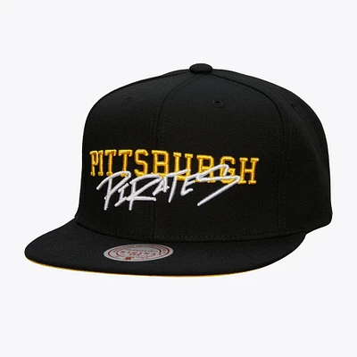 Men's Mitchell & Ness Black Pittsburgh Pirates Team Tagged Snapback Hat