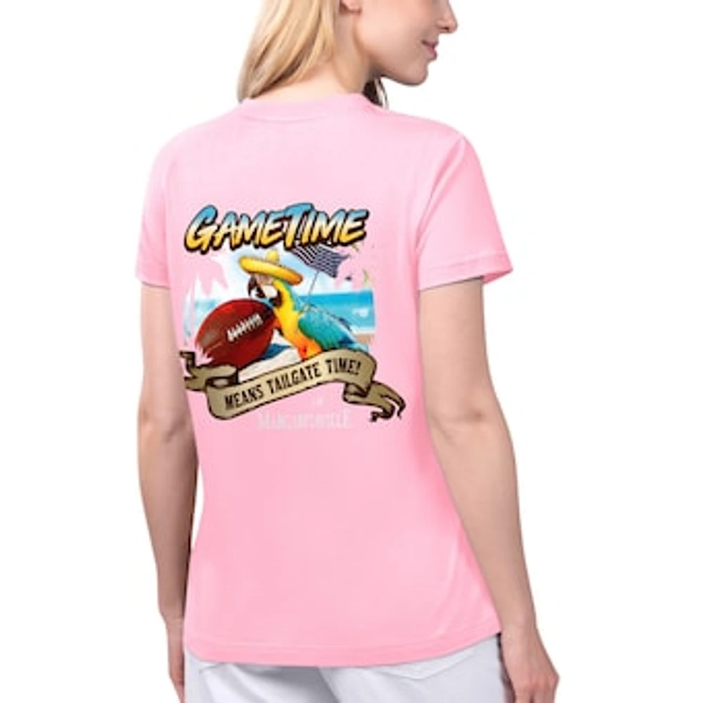 Women's Margaritaville Pink Arizona Cardinals Game Time V-Neck T-Shirt