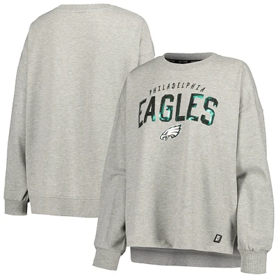 Women's DKNY Sport Heather Charcoal Philadelphia Eagles Penelope Pullover Sweatshirt