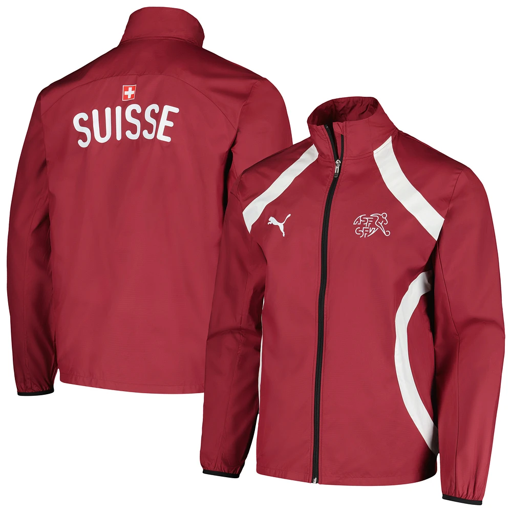 Men's Puma Red Switzerland National Team 2024 Pre-Match Full-Zip Hoodie Jacket