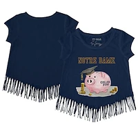 Toddler Tiny Turnip  Navy Notre Dame Fighting Irish Piggy Bank Fringe T-Shirt