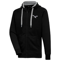 Men's Antigua Black Philadelphia Eagles Throwback Logo Victory Full-Zip Hoodie