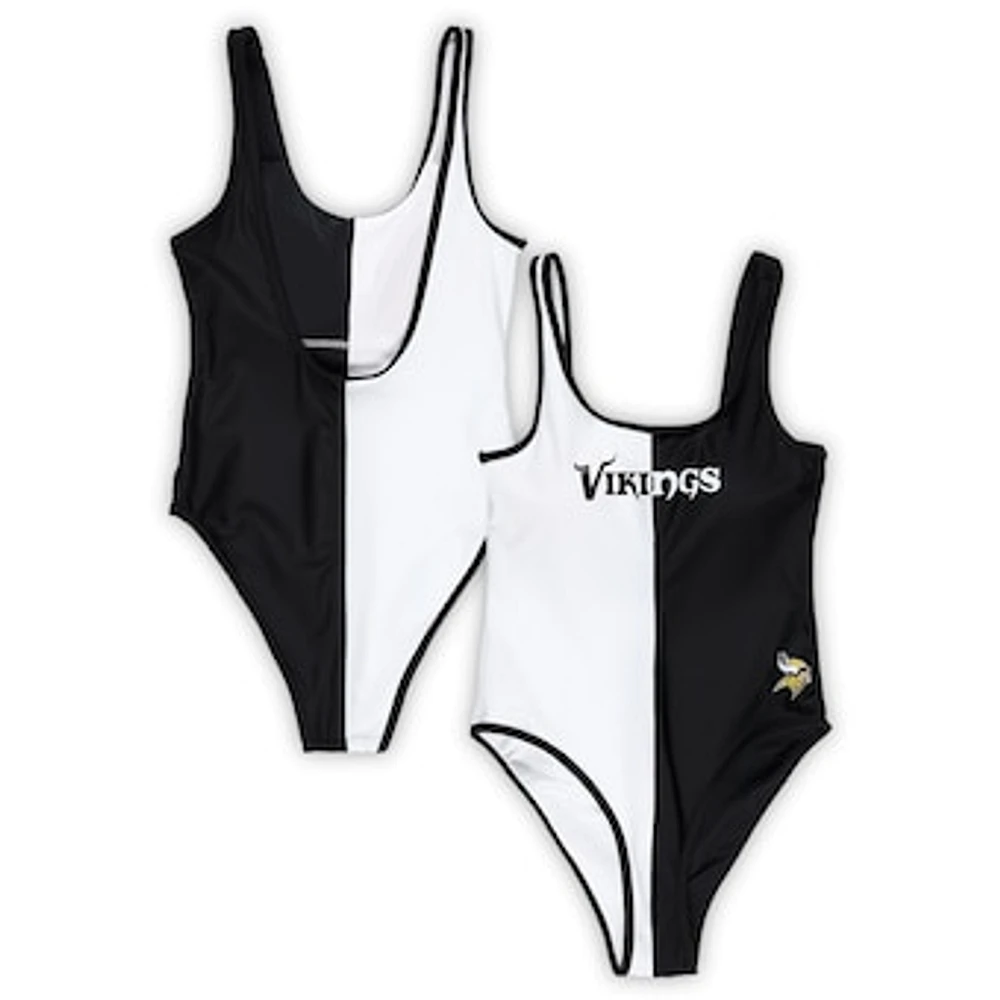 Women's G-III 4Her by Carl Banks Black/White Minnesota Vikings Last Stand One-Piece Swimsuit