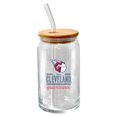 The Memory Company Cleveland Guardians 16oz. Classic Crew Beer Glass with Bamboo Lid