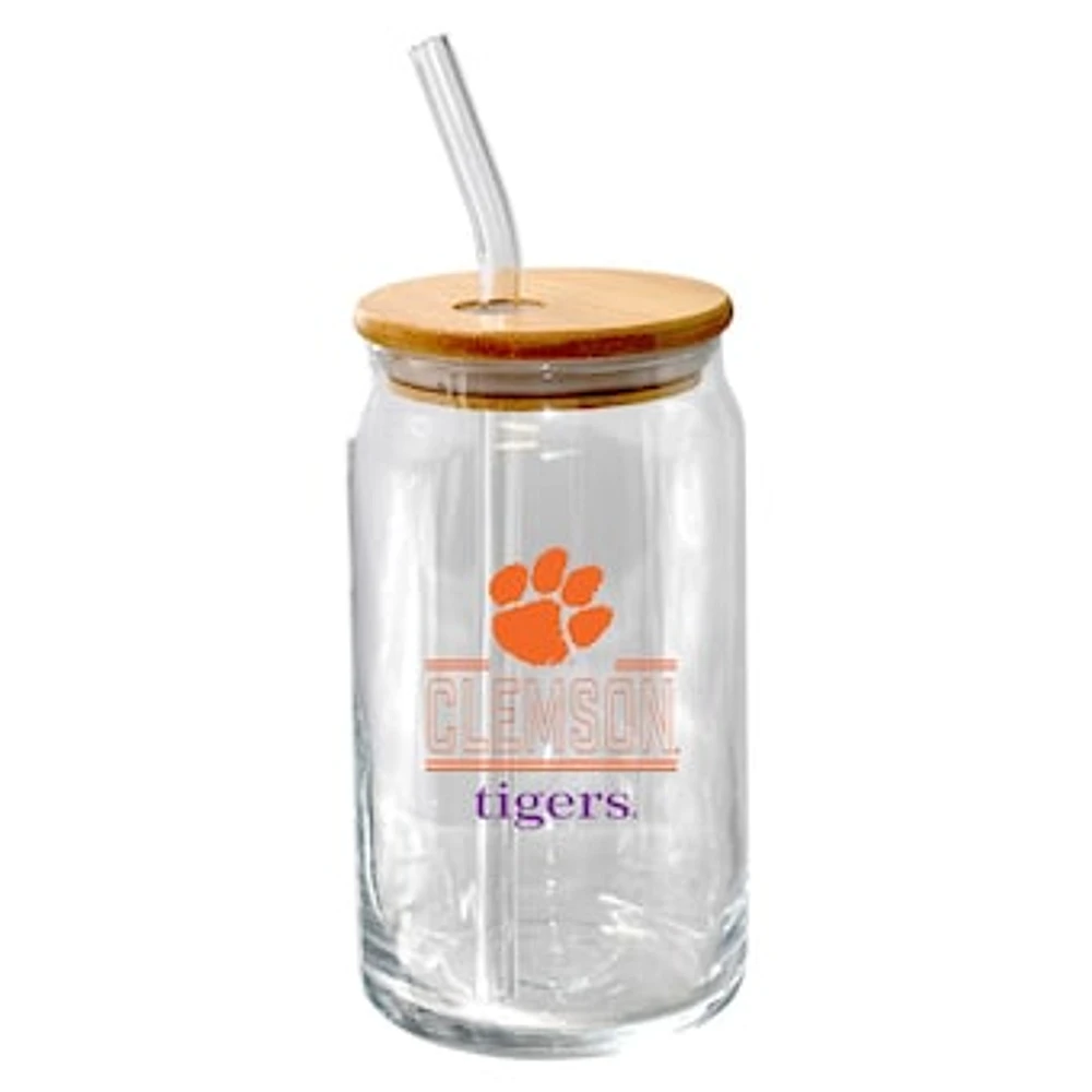 The Memory Company Clemson Tigers 16oz. Classic Crew Beer Glass with Bamboo Lid