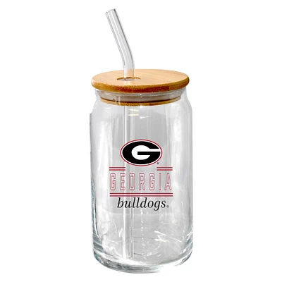 The Memory Company Georgia Bulldogs 16oz. Classic Crew Beer Glass with Bamboo Lid