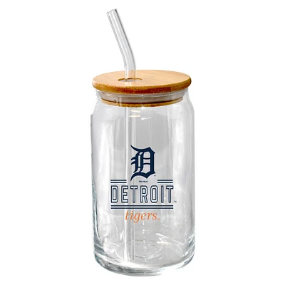 The Memory Company Detroit Tigers 16oz. Classic Crew Beer Glass with Bamboo Lid