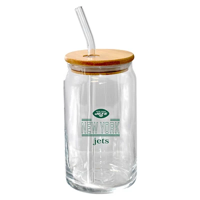 The Memory Company New York Jets 16oz. Classic Crew Beer Glass with Bamboo Lid