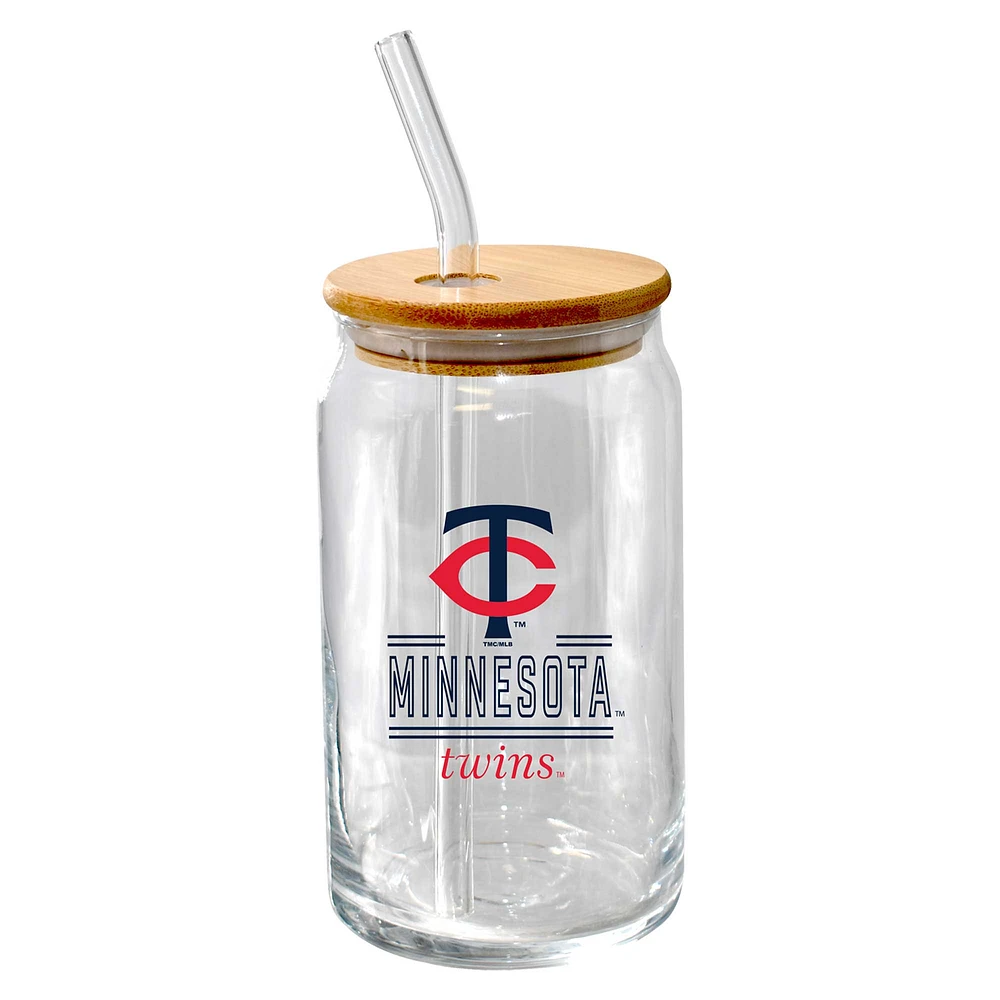 The Memory Company Minnesota Twins 16oz. Classic Crew Beer Glass with Bamboo Lid