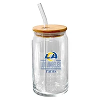 The Memory Company Los Angeles Rams 16oz. Classic Crew Beer Glass with Bamboo Lid