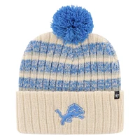 Men's '47 Cream Detroit Lions Tavern Cuffed Knit Hat with Pom