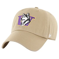 Men's '47 Khaki Washington Huskies Vault Clean Up Adjustable Hat