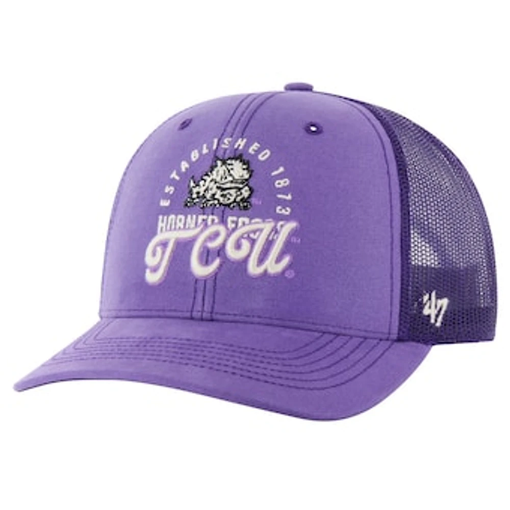 Men's '47 Purple TCU Horned Frogs Pitstop Trucker Adjustable Hat