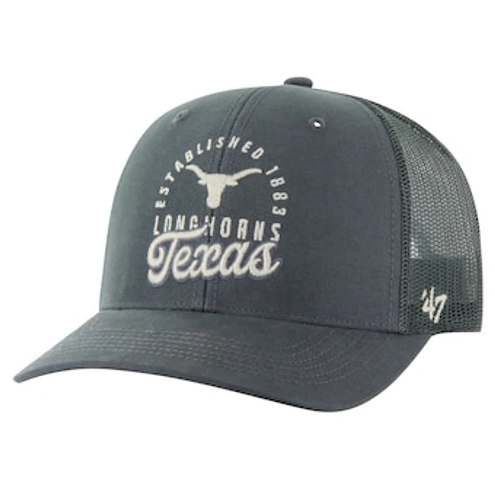 Men's '47 Charcoal Texas Longhorns Pitstop Trucker Adjustable Hat