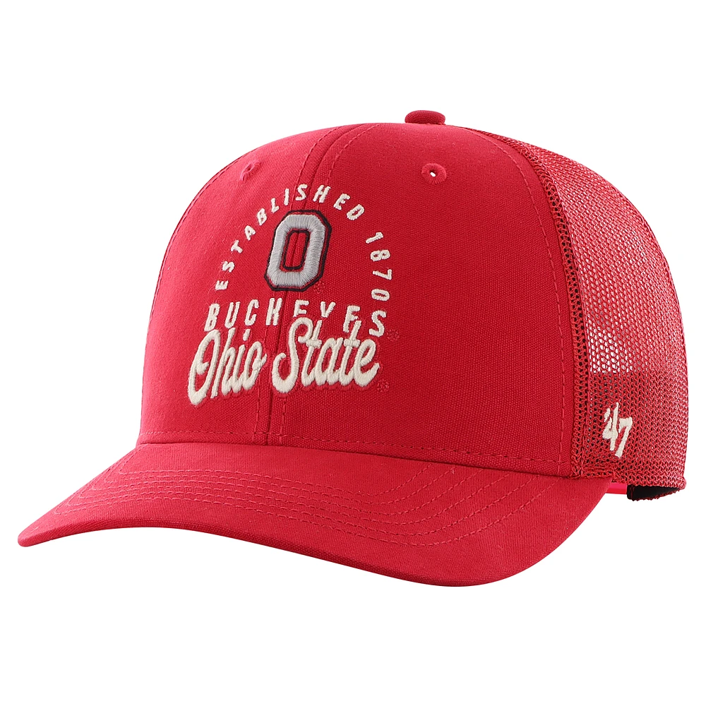 Men's '47 Scarlet Ohio State Buckeyes Pitstop Trucker Adjustable Hat