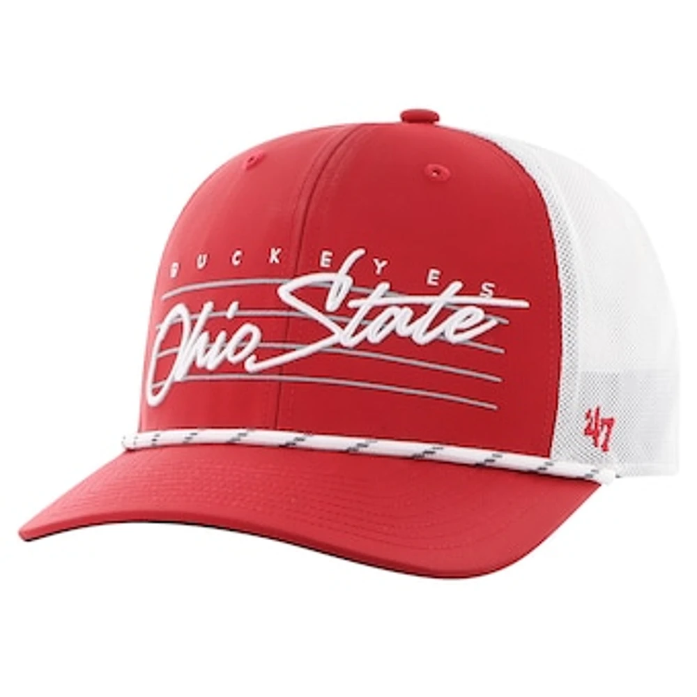 Men's '47 Scarlet Ohio State Buckeyes Downburst Trucker Adjustable Hat