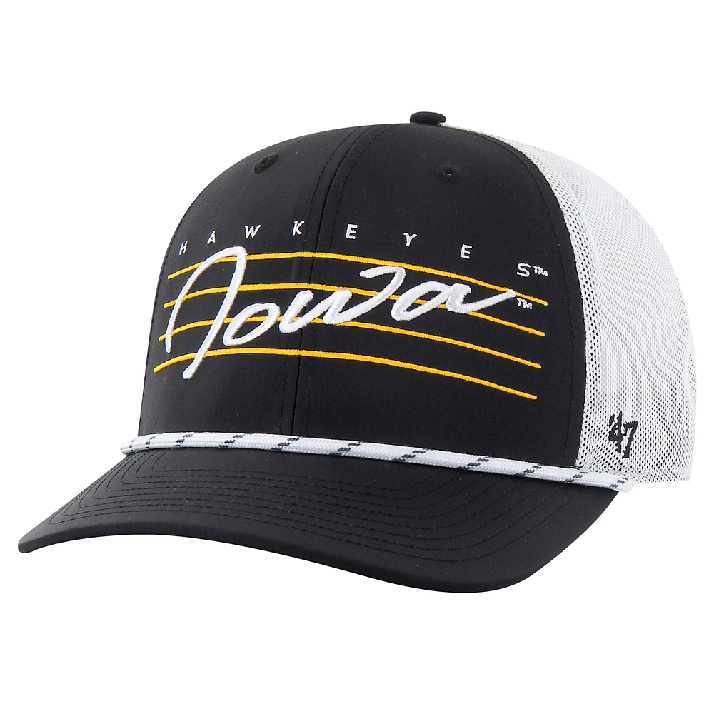 Men's '47 Black Iowa Hawkeyes Downburst Trucker Adjustable Hat