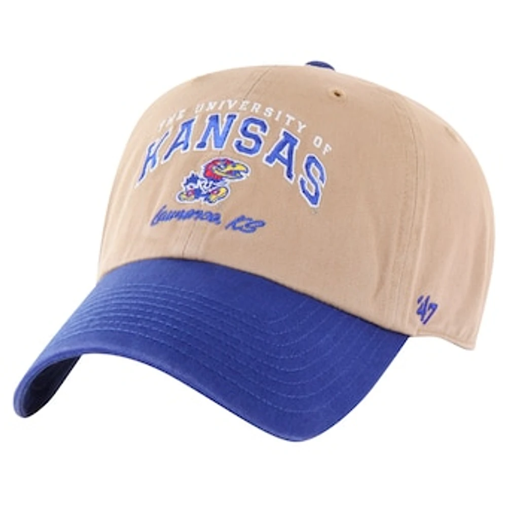 Men's '47 Khaki Kansas Jayhawks Local Clean Up Adjustable Hat