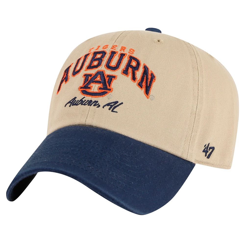 Men's '47 Khaki Auburn Tigers Local Clean Up Adjustable Hat