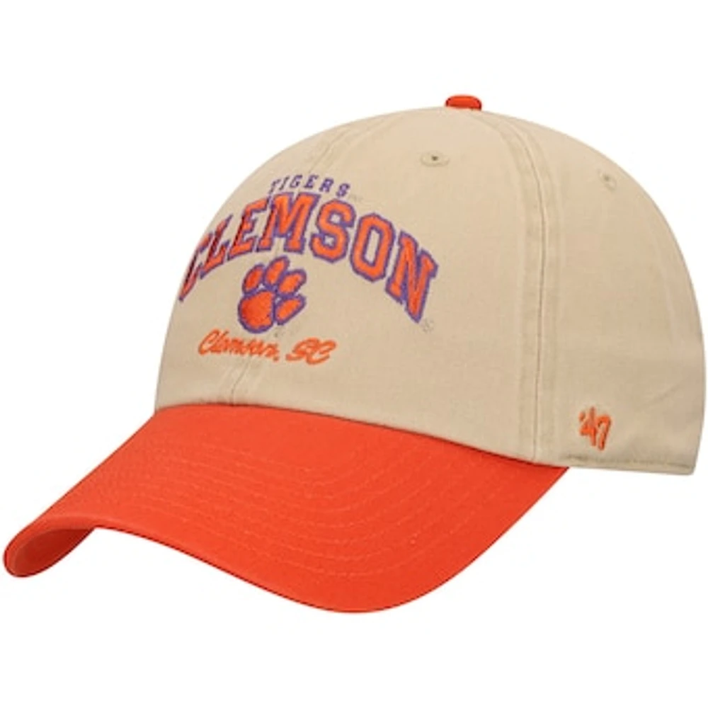 Men's '47 Khaki Clemson Tigers Local Clean Up Adjustable Hat