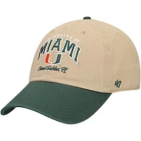 Men's '47 Khaki Miami Hurricanes Local Clean Up Adjustable Hat