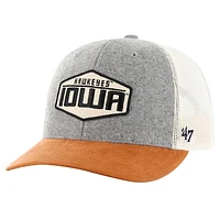 Men's '47 Heather Gray Iowa Hawkeyes Drover Trucker Adjustable Hat