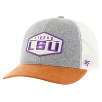 Men's '47 Heather Gray LSU Tigers Drover Trucker Adjustable Hat